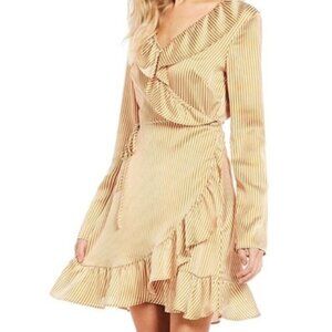 Silk Wrap Dress Gianni Bini striped ruffle